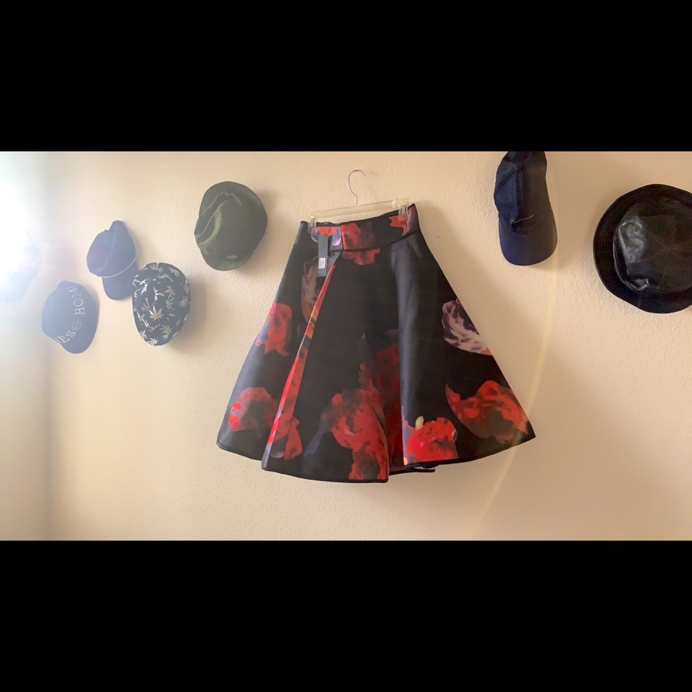 BEULAH STYLE Floral Print Polyester Skirt